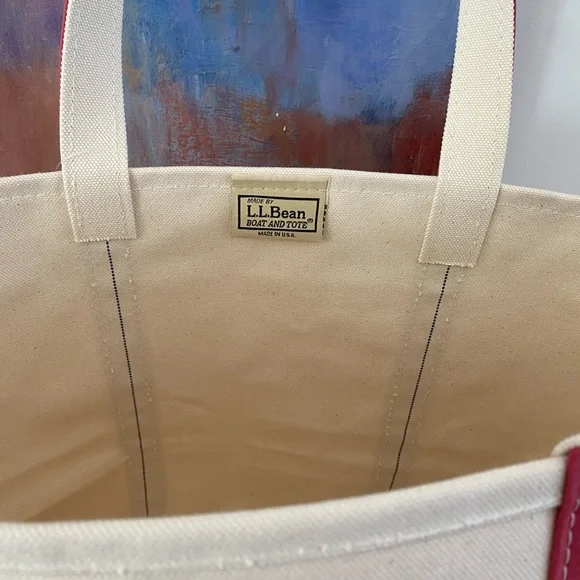 LL Bean Heavy Canvas Large Tote Bag in Vintage Rose / Pink - Picture 5 of 9